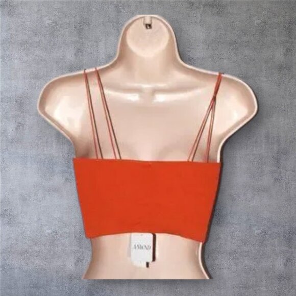 NWT ANWND Crop Halter Top Rust Color Double Spaghetti Strap Scoop Neck - Picture 2 of 3